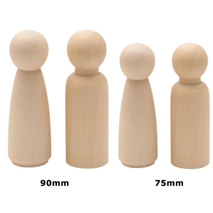 75mm/90mm Wooden Peg Dolls 5PCS/Lot Wood Dolls 35mm 43mm 55mmPainting DIY Home Nursery Decoration Women Men Wooden Peg Dolls