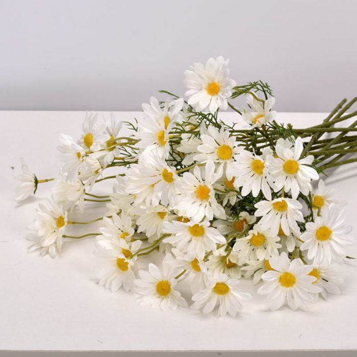 White Daisy Artificial Flowers Long Branch Bouquet for Home Wedding Garden Decoration DIY Bridal Silk Fake Flower Accessories