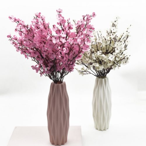 Pink Silk Gypsophila Artificial Flowers Small Bunches 5 Forks 30CM Living Room Decoration Fake Plants Vase for Home Wedding