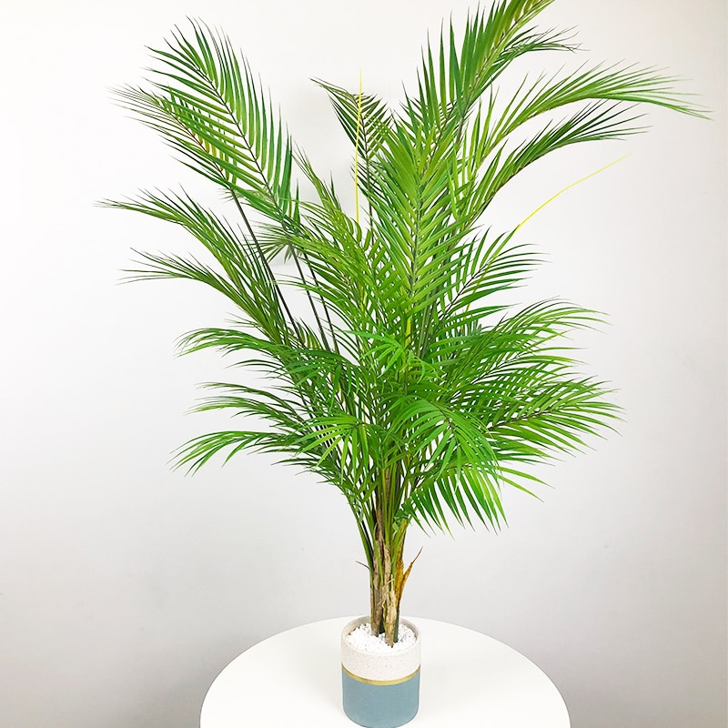 98cm 15 Heads Large Tropical Palm Tree Artificial Plants Branch Fake Palm Leaves Real Touch Plastic Foliage Home Office Decor