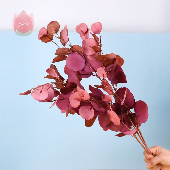 1Pc 80Cm Silk Leaf Eucalyptus Artificial Apple Leaf Fake Flower Branch For Home Living Room DIY Wreath Gift Wedding Decor Flower