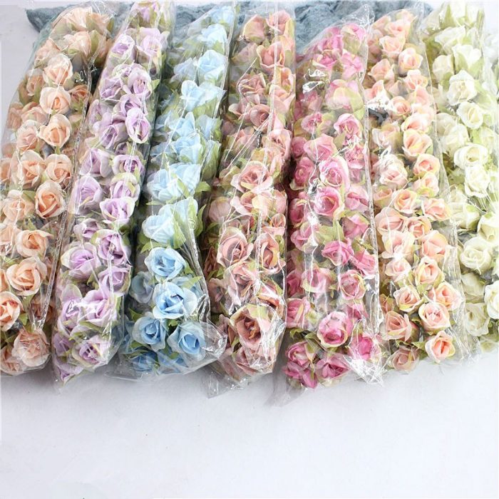 60pcs/Artificial rose silk flower European bouquet fake flower small bud rosewedding and family party decoration