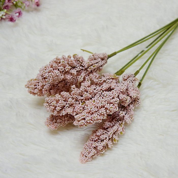 6Pcs/Pack Artificial Vanilla Mini Foam Berry Spike Artificial Flowers Bouquet for Home Plant Wall Decoration Cereals Plant Heap