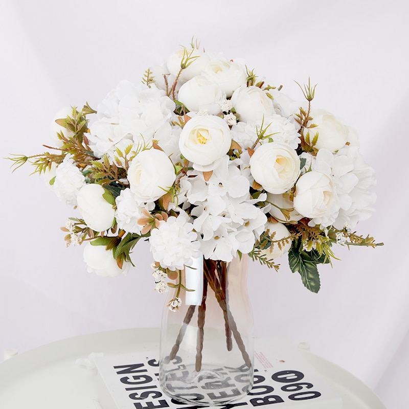Hydrangea Artificial Silk Fake Flowers DIY Bundle Floral Home Wedding Decoration 